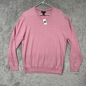Gap Sweater Large Pink 100% Cotton V-Neck Minimalist Cozy Layering Office Casual